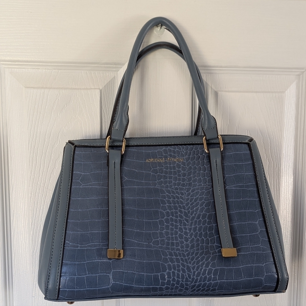 Adrienne Vittadini Croc Embossed Project Bag In Blue